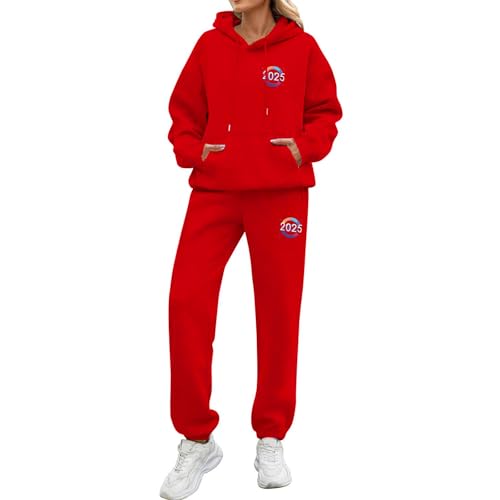 Jogginganzug Damen Herren 2-Teilig Trainingsanzug Set Schleifendruck Y2K Pullover Hoodies und Jogginghose Set Männer Winter Neujahr 2025 Baggy Sportanzug Freizeitanzug Sweatshirt Anzug Tracksuit von Mfhmom