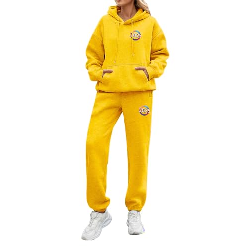 Jogginganzug Damen Set 2025 Neuer Hoodies und Jogginghose Fleece Gefüttert Warm Trainingsanzug Set Langarm Sportanzug Sport Outfit Zweiteiler Elegant Jogger Set Bequem Baggy Stretch Fitnessanzug von Mfhmom