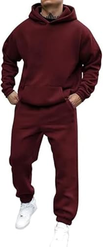 Mfhmom Jogginganzug Herren 2-Teiliges Trainingsanzug Hausanzug Oversized Pullover Y2K Hoodie und Baggy Baumwolle Sporthose Teenager Sportanzug Kapuzenpullover Jogginganzug Tracksuit Sportbekleidung von Mfhmom