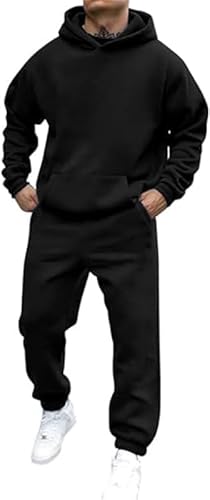 Mfhmom Jogginganzug Herren 2-Teiliges Trainingsanzug Hausanzug Oversized Pullover Y2K Hoodie und Baggy Baumwolle Sporthose Teenager Sportanzug Kapuzenpullover Jogginganzug Tracksuit Sportbekleidung von Mfhmom