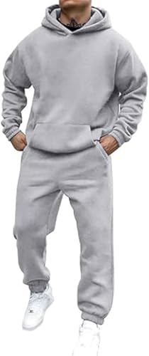 Mfhmom Jogginganzug Herren 2-Teiliges Trainingsanzug Hausanzug Oversized Pullover Y2K Hoodie und Baggy Baumwolle Sporthose Teenager Sportanzug Kapuzenpullover Jogginganzug Tracksuit Sportbekleidung von Mfhmom