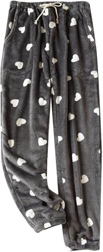 Kuschel Pyjama Hose Damen Schlafanzughosen Flauschig Teddy Fleece Flanellhose Pants Women Flauschige Plüschhose Lässige Fuzzy Pyjamahose Comfort Home Warm Super Soft Flanell mit Taschen von Mfhmom