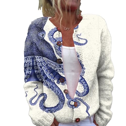 Lange Strickjacke Damen Lang Herbst Cardigan Winter Pullover Ugly Weatershirt Weihnachtes Cardigans mit Knöpfen Cute Front 3D Digital Bedruckte Mantel Jacke Strickcardigan Gemustert Strickpullover Lange Strickjacke Damen Lang Herbst Cardigan Winter Pullover Ugly Weatershirt Weihnachtes Cardigans mit Knöpfen Cute Front 3D Digital Bedruckte Mantel Jacke Strickcardigan Gemustert Strickpullover von Mfhmom
