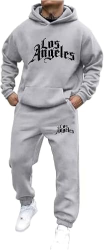 Los Angeles Trainingsanzug Damen Herren 2-Teilig Jogginganzug Set mit Taschen 2024 Mode Pullover Hoodies + Jogginghose Männer Winter Baggy Sportanzug Freizeitanzug Y2K Sweatshirt Anzug Tracksuit von Mfhmom