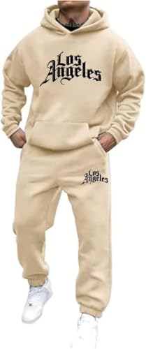 Los Angeles Trainingsanzug Damen Herren 2-Teilig Jogginganzug Set mit Taschen 2024 Mode Pullover Hoodies + Jogginghose Männer Winter Baggy Sportanzug Freizeitanzug Y2K Sweatshirt Anzug Tracksuit von Mfhmom