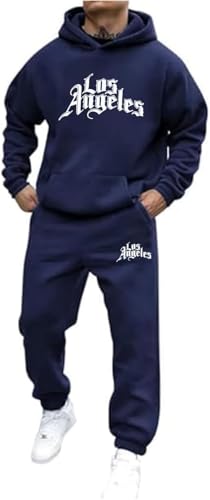 Los Angeles Trainingsanzug Damen Herren 2-Teilig Jogginganzug Set mit Taschen 2024 Mode Pullover Hoodies + Jogginghose Männer Winter Baggy Sportanzug Freizeitanzug Y2K Sweatshirt Anzug Tracksuit von Mfhmom