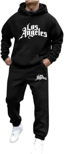 Los Angeles Trainingsanzug Damen Herren 2-Teilig Jogginganzug Set mit Taschen 2024 Mode Pullover Hoodies + Jogginghose Männer Winter Baggy Sportanzug Freizeitanzug Y2K Sweatshirt Anzug Tracksuit von Mfhmom