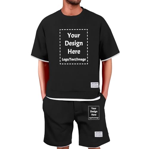 Mfhmom Benutzerdefinierte Waffle Jogginganzug Herren Personalisierte Trainingsanzug - 2 Teiler Sommer Outfit mit Foto Bedrucken Lassen Custom Zweiteiler Tshirt + Kurze Hose Sets mit Eigenem Bild Text Mfhmom Benutzerdefinierte Waffle Jogginganzug Herren Personalisierte Trainingsanzug - 2 Teiler Sommer Outfit mit Foto Bedrucken Lassen Custom Zweiteiler Tshirt + Kurze Hose Sets mit Eigenem Bild Text von Mfhmom