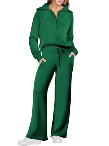 Mfhmom Damen Trainingsanzug 2 Teilig Set Einfarbig Langarm Jogginghose Sweatshirt Hose Zweiteiler Jogginganzüge mit Reißverschluss Loungewear Outfit Jogger Sporthose Baumwolle Freizeitanzug Tracksuit von Mfhmom