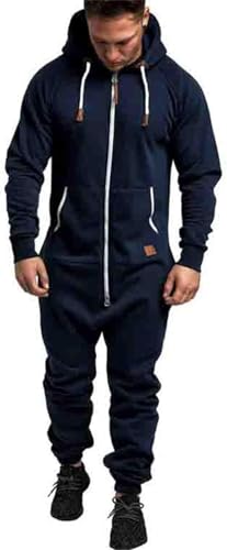 Mfhmom Herren Overall Jumpsuit Jogger Jogging Anzug Onesie Trainingsanzug mit Kapuze und Reißverschluss Baumwolle Hausanzug Warm Winter Einteiler Jogginganzug Bequem Weich One Piece Sportanzug von Mfhmom