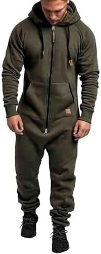 Mfhmom Herren Overall Jumpsuit Jogger Jogging Anzug Onesie Trainingsanzug mit Kapuze und Reißverschluss Baumwolle Hausanzug Warm Winter Einteiler Jogginganzug Bequem Weich One Piece Sportanzug von Mfhmom