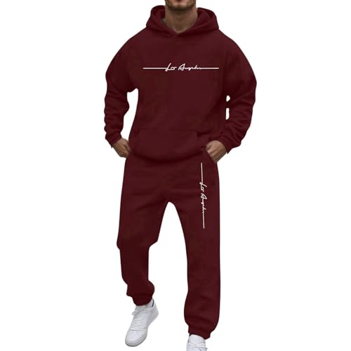 Mfhmom Jogginganzug Herren Trainingsanzug 2 Teilig Sportanzug Schwarz Hoodie und Baggy Jogginghose Tracksuit Set Buchstaben Design y2k Streetwear Freizeitanzug Geschenke für Minimalisten von Mfhmom