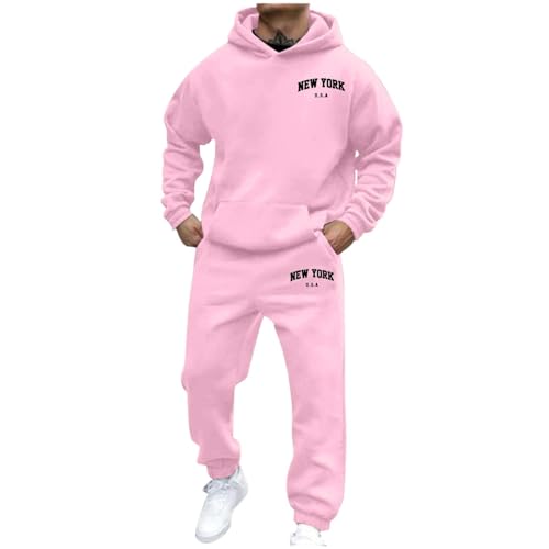 Mfhmom Jogginganzug Herren Trainingsanzug 2 Teilig Sportanzug Schwarz Hoodie und Baggy Jogginghose Tracksuit Set Buchstaben Design y2k Streetwear Freizeitanzug Geschenke für Minimalisten von Mfhmom