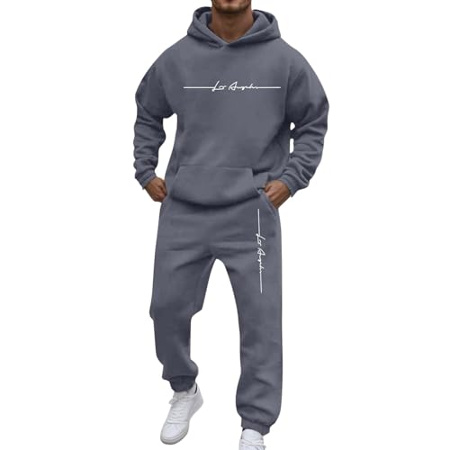 Mfhmom Jogginganzug Herren Trainingsanzug 2 Teilig Sportanzug Schwarz Hoodie und Baggy Jogginghose Tracksuit Set Buchstaben Design y2k Streetwear Freizeitanzug Geschenke für Minimalisten von Mfhmom