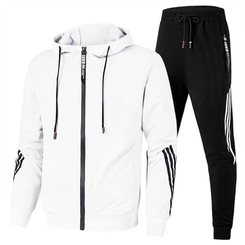 Mfhmom Jogginganzug Herren Trainingsanzug Sportanzug Tracksuit Atmungsaktiv 2 Teilig Set Hoodie Jogginghose Sportlich Herbst Winter Warm Baggy Sweatjacke Bequeme Freizeitanzug mit Taschen Streatwear von Mfhmom