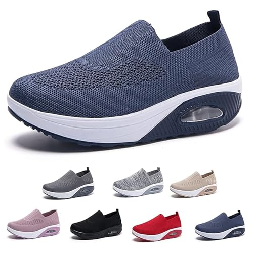 Mfhmom Orthopädische Schuhe Damen Sommer Sneaker, 2025 Neu Luftpolster Mesh Diabetiker Turnschuhe mit Luftkissen, Weich Bequeme Slip on Walkingschuhe Arch Support Sportschuhe von Mfhmom