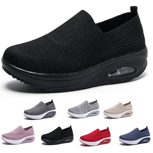 Mfhmom Orthopädische Schuhe Damen Sommer Sneaker, 2025 Neu Luftpolster Mesh Diabetiker Turnschuhe mit Luftkissen, Weich Bequeme Slip on Walkingschuhe Arch Support Sportschuhe von Mfhmom