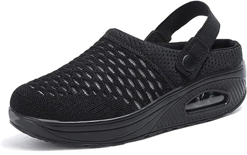 Mfhmom Orthopädische Schuhe Damen Wanderschuhe Luftkissen Breite Breite Orthopädische Slip On Schuhe Für Diabetiker Elastische Orthopädische Sandalen Damen Hausschuhe Bogenstütze, Schwarz , 38 EU von Mfhmom