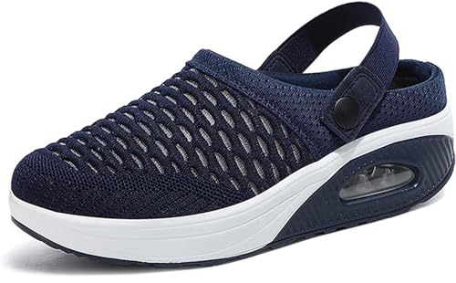 Mfhmom Orthopädische Schuhe Damen Wanderschuhe Luftkissen Breite Breite Orthopädische Slip On Schuhe Für Diabetiker Elastische Orthopädische Sandalen Damen Hausschuhe Bogenstütze, blau, 38 EU von Mfhmom