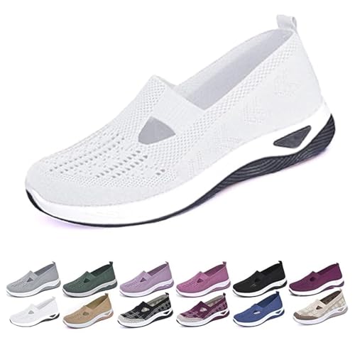 Mfhmom Orthopädische Sneaker Damen, Orthopädische Schuhe, Atmungsaktive Ultra Bequeme Komfortschuhe Mesh Tennis Sneaker Slip On Orthopädische Wanderschuhe Modische Sportschuhe für Schmerzfreie Füße von Mfhmom