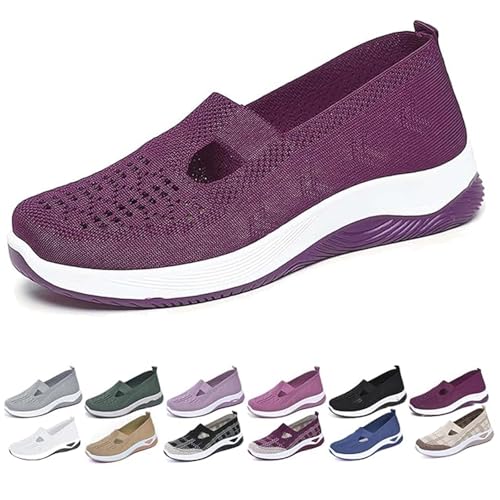 Mfhmom Orthopädische Sneaker Damen, Orthopädische Schuhe, Atmungsaktive Ultra Bequeme Komfortschuhe Mesh Tennis Sneaker Slip On Orthopädische Wanderschuhe Modische Sportschuhe für Schmerzfreie Füße von Mfhmom