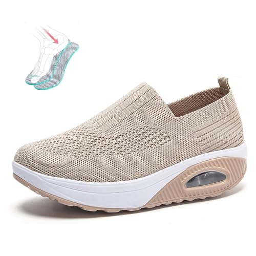 Mfhmom Orthopädische Sneaker Damen Leichtgewichts Sportschuhe Bequem Slip-On Walkingschuhe mit Atmungsaktiv Mesh-Obermaterial Sommer rutschfest Sohle Ergonomische Schmerzlindernde Schuhe von Mfhmom