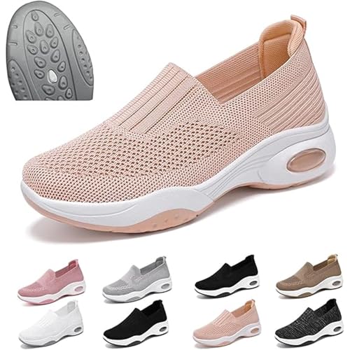 Mfhmom Orthopädische Sneaker für Damen Leicht Breit Schlupfschuhe Luftpolster Keilabsatz Walkingschuhe Fußgewölbestütze Halbschuhe Sportschuhe Bequeme Outdoor Sommerschuhe Turnschuhe von Mfhmom