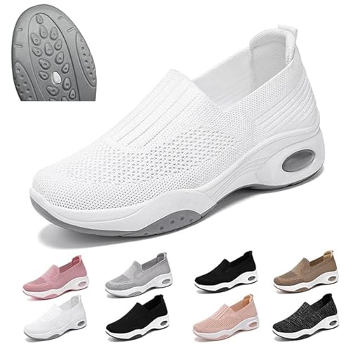 Mfhmom Orthopädische Sneaker für Damen Leicht Breit Schlupfschuhe Luftpolster Keilabsatz Walkingschuhe Fußgewölbestütze Halbschuhe Sportschuhe Bequeme Outdoor Sommerschuhe Turnschuhe von Mfhmom