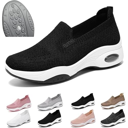 Mfhmom Orthopädische Sneaker für Damen Leicht Breit Schlupfschuhe Luftpolster Keilabsatz Walkingschuhe Fußgewölbestütze Halbschuhe Sportschuhe Bequeme Outdoor Sommerschuhe Turnschuhe von Mfhmom