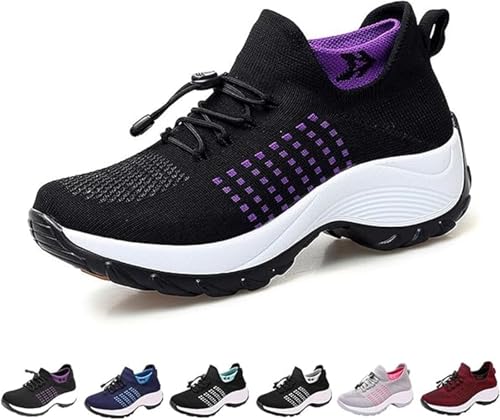 Mfhmom Orthopädische Sportschuhe Damen Orthopädische Schuhe, Komfort Frauenschuhe für Ganztägigen Ergonomische Schmerzlindernde Slip-on-Wanderschuhe Weiche Dicke Sohle Slip in Orthopädischer Sneaker von Mfhmom