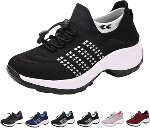 Mfhmom Orthopädische Sportschuhe Damen Orthopädische Schuhe, Komfort Frauenschuhe für Ganztägigen Ergonomische Schmerzlindernde Slip-on-Wanderschuhe Weiche Dicke Sohle Slip in Orthopädischer Sneaker von Mfhmom