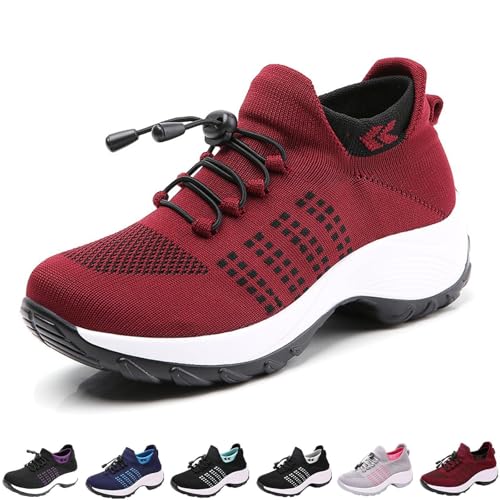 Mfhmom Orthopädische Sportschuhe Damen Orthopädische Schuhe, Komfort Frauenschuhe für Ganztägigen Ergonomische Schmerzlindernde Slip-on-Wanderschuhe Weiche Dicke Sohle Slip in Orthopädischer Sneaker von Mfhmom