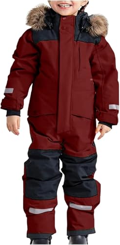Mfhmom Schneeanzug Kinder Verdickt Warm Schneejacke Winter Skibekleidung Wasserdicht Winddicht Skioverall Winteranzug Outdoor Thermo Schnee Regenbekleidung Wasserdichte Einteiliger Jungen und Mädchen von Mfhmom