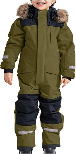 Mfhmom Schneeanzug Kinder Verdickt Warm Schneejacke Winter Skibekleidung Wasserdicht Winddicht Skioverall Winteranzug Outdoor Thermo Schnee Regenbekleidung Wasserdichte Einteiliger Jungen und Mädchen von Mfhmom