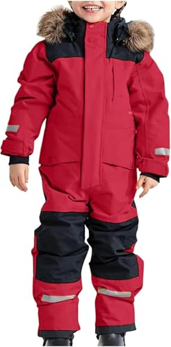 Mfhmom Schneeanzug Kinder Verdickt Warm Schneejacke Winter Skibekleidung Wasserdicht Winddicht Skioverall Winteranzug Outdoor Thermo Schnee Regenbekleidung Wasserdichte Einteiliger Jungen und Mädchen von Mfhmom