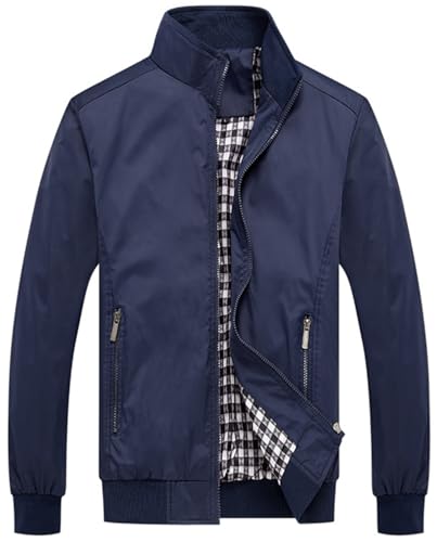 Mfhmom Sommerjacke Herren Leicht Bomberjacke Einfarbig Zip Up Jacke Leichte Freizeit Übergangsjacke mit Reißverschlusstaschen Langarm Sommer Outdoor Sportjacke Lässige Jacke Blouson Jacke von Mfhmom