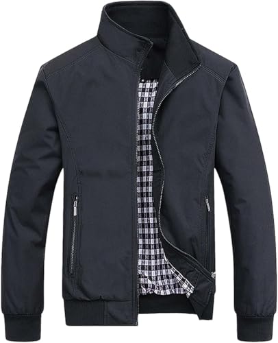 Mfhmom Sommerjacke Herren Leicht Bomberjacke Einfarbig Zip Up Jacke Leichte Freizeit Übergangsjacke mit Reißverschlusstaschen Langarm Sommer Outdoor Sportjacke Lässige Jacke Blouson Jacke von Mfhmom
