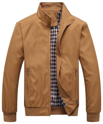 Mfhmom Sommerjacke Herren Leicht Bomberjacke Einfarbig Zip Up Jacke Leichte Freizeit Übergangsjacke mit Reißverschlusstaschen Langarm Sommer Outdoor Sportjacke Lässige Jacke Blouson Jacke von Mfhmom