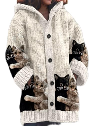 Mfhmom Strickjacke Damen Winter Weihnachtes Steppjacke Grobstrick mit Kapuze Cardigan 3D+Digital Bedruckte Sweaterjacke Alpaka Lang Strickpullover Kapuzenjacke Sweatshirt Warm Grobstrickpullover Mfhmom Strickjacke Damen Winter Weihnachtes Steppjacke Grobstrick mit Kapuze Cardigan 3D+Digital Bedruckte Sweaterjacke Alpaka Lang Strickpullover Kapuzenjacke Sweatshirt Warm Grobstrickpullover von Mfhmom