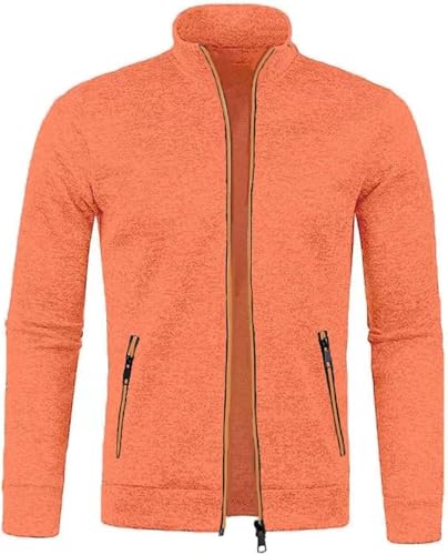 Mfhmom Sweatjacke Herren ohne Kapuze Sommer Leichte Strickjacke Casual Cardigan Jacke Sportjacke Stehkragen Dünne Fleecejacke mit Reißverschluss Hooded Jacket Lockere Baumwolle Herbstjacke von Mfhmom