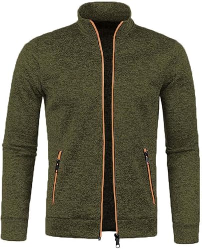 Mfhmom Sweatjacke Herren ohne Kapuze Sommer Leichte Strickjacke Casual Cardigan Jacke Sportjacke Stehkragen Dünne Fleecejacke mit Reißverschluss Hooded Jacket Lockere Baumwolle Herbstjacke von Mfhmom