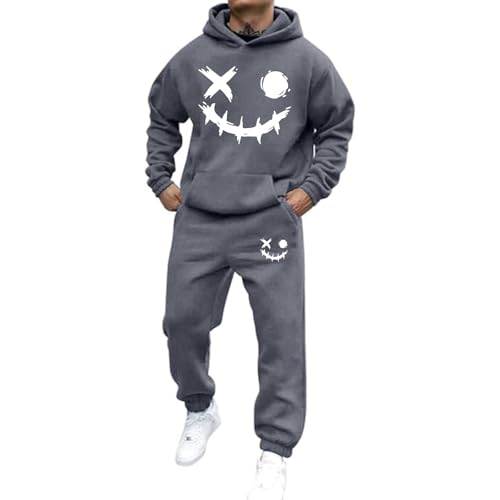 Mfhmom Trainingsanzug Set Herren Damen Horror Tracksuit 2 Teilig Y2k Hoodie und Sporthose Baggy Jogginganzug 2024 Hip Hop Streetwear Sport Freizeitanzug Atmungsaktiv Hausanzug Geschenk Papa Freund von Mfhmom