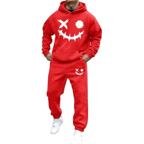 Mfhmom Trainingsanzug Set Herren Damen Horror Tracksuit 2 Teilig Y2k Hoodie und Sporthose Baggy Jogginganzug 2024 Hip Hop Streetwear Sport Freizeitanzug Atmungsaktiv Hausanzug Geschenk Papa Freund von Mfhmom