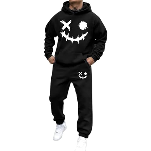 Mfhmom Trainingsanzug Set Herren Damen Horror Tracksuit 2 Teilig Y2k Hoodie und Sporthose Baggy Jogginganzug 2024 Hip Hop Streetwear Sport Freizeitanzug Atmungsaktiv Hausanzug Geschenk Papa Freund von Mfhmom