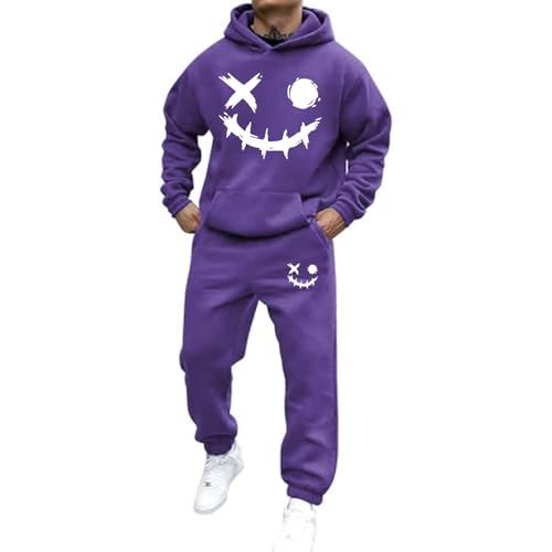 Mfhmom Trainingsanzug Set Herren Damen Horror Tracksuit 2 Teilig Y2k Hoodie und Sporthose Baggy Jogginganzug 2024 Hip Hop Streetwear Sport Freizeitanzug Atmungsaktiv Hausanzug Geschenk Papa Freund von Mfhmom