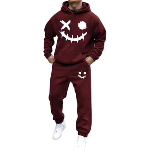 Mfhmom Trainingsanzug Set Herren Damen Horror Tracksuit 2 Teilig Y2k Hoodie und Sporthose Baggy Jogginganzug 2024 Hip Hop Streetwear Sport Freizeitanzug Atmungsaktiv Hausanzug Geschenk Papa Freund von Mfhmom