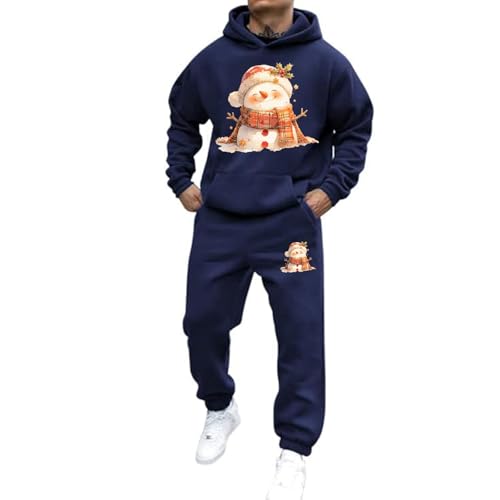 Mfhmom Weihnachten Druck Jogginganzug Herren Lustig 2-Teilig Tracksuit Baumwolle Weihnachtsoutfit Trainingsanzug Y2K Xmas Hoodie und Baggy Jogginghose Sportanzug Kapuzenpullover Weihnachtanzug Set von Mfhmom