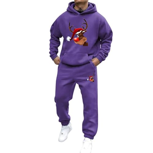 Mfhmom Weihnachts Jogginganzug Herren Damen Lustige Weihnachts 2-Teilig Ugly Reindeer Tracksuit Set Hoodie und Jogginghose Xmas Style Trainingsanzug Unisex Kapuzenpullover Sportanzug von Mfhmom