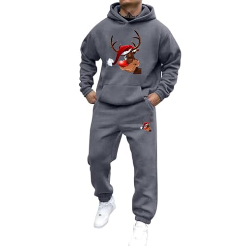 Mfhmom Weihnachts Jogginganzug Herren Damen Lustige Weihnachts 2-Teilig Ugly Reindeer Tracksuit Set Hoodie und Jogginghose Xmas Style Trainingsanzug Unisex Kapuzenpullover Sportanzug von Mfhmom