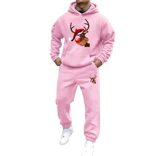 Mfhmom Weihnachts Jogginganzug Herren Damen Lustige Weihnachts 2-Teilig Ugly Reindeer Tracksuit Set Hoodie und Jogginghose Xmas Style Trainingsanzug Unisex Kapuzenpullover Sportanzug von Mfhmom